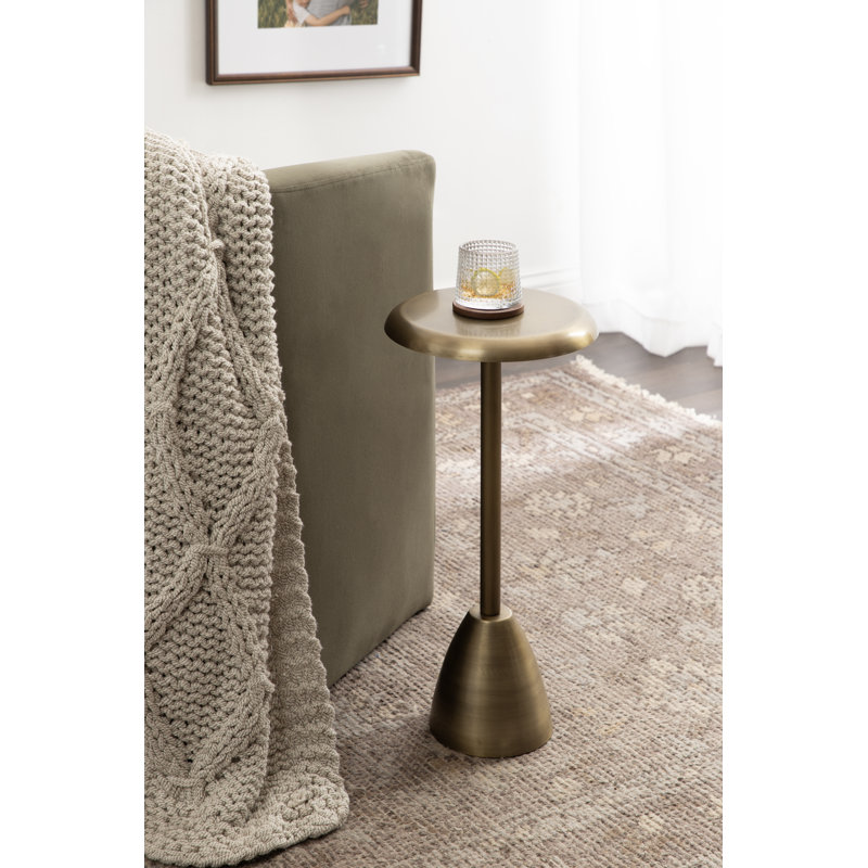 Morizet Round Metal Drink Table, Gold