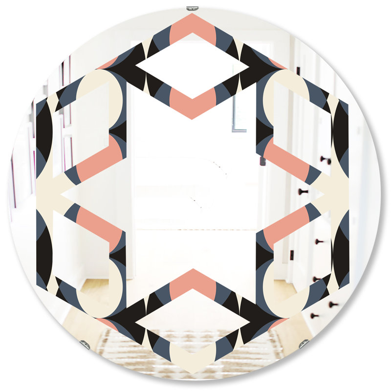 Miroir mural sans cadre motif moderne Hexagon Star, H 31,5 po x l po