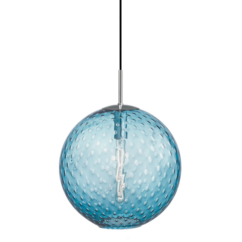 Rousseau 1 Light Pendant, 19" H X 16" W X 16" D, Clear, Aged Brass