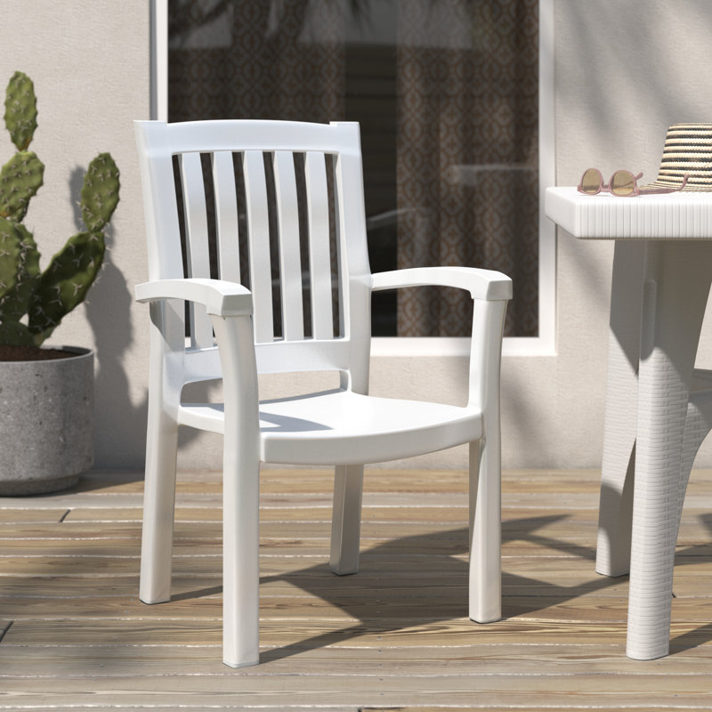 Fauteuil de salle à manger empilable Accomac, blanc