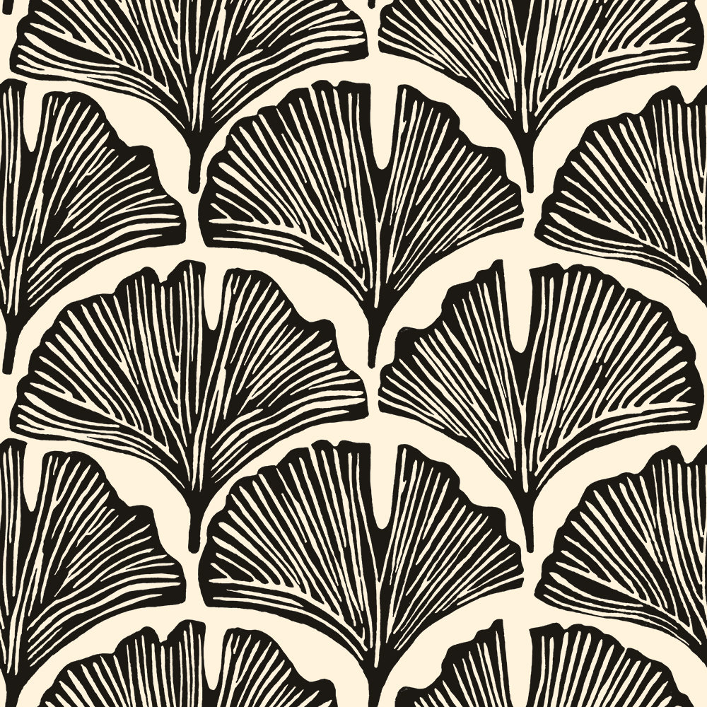 Feather Palm Self-Adhesive Wallpaper Roll, Black