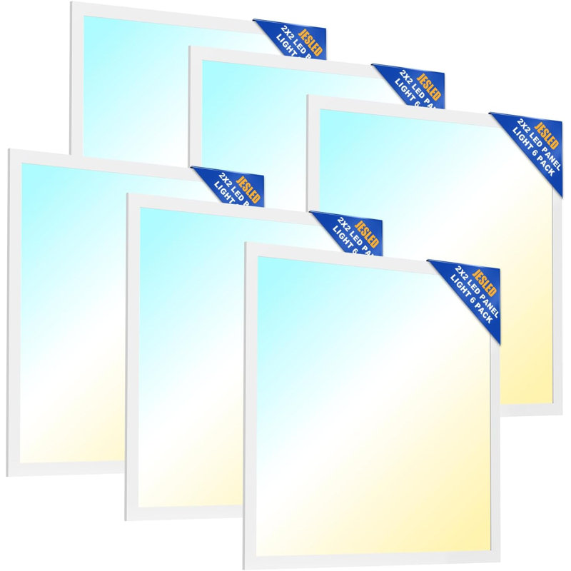  2x2 Led Flat Panel Light, 6000lm, 150lm/w, 15w/20w/25w/30w/40w Selectable, 5cct Switchable,drop Ceiling Lights Fixture For Office Kitchen Basement Laundry Etl Listed, 6pack