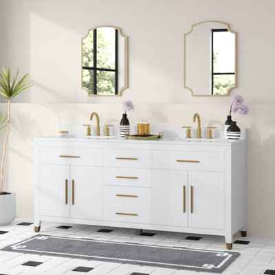 Maddison 72.25'' Free Standing Double Bathroom Vanity with Engineered Stone Top