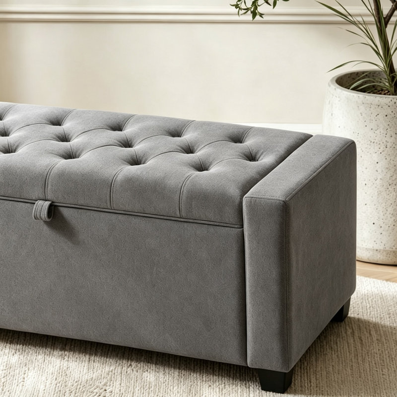 Banc de rangement, bancs de rangement de bout de lit, Gris foncé