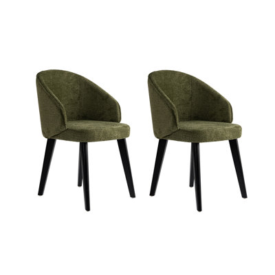 Stylish Chair Set (2 Pieces), Green & Black, 18.9 x 33.9 x 22.8 inches | 100% Beech Tree Frame, 100% Cotton Chenille Fabric, 1.8-inch Foam Cushion | Modern Design for Living Room, Dining Room & Office Spaces