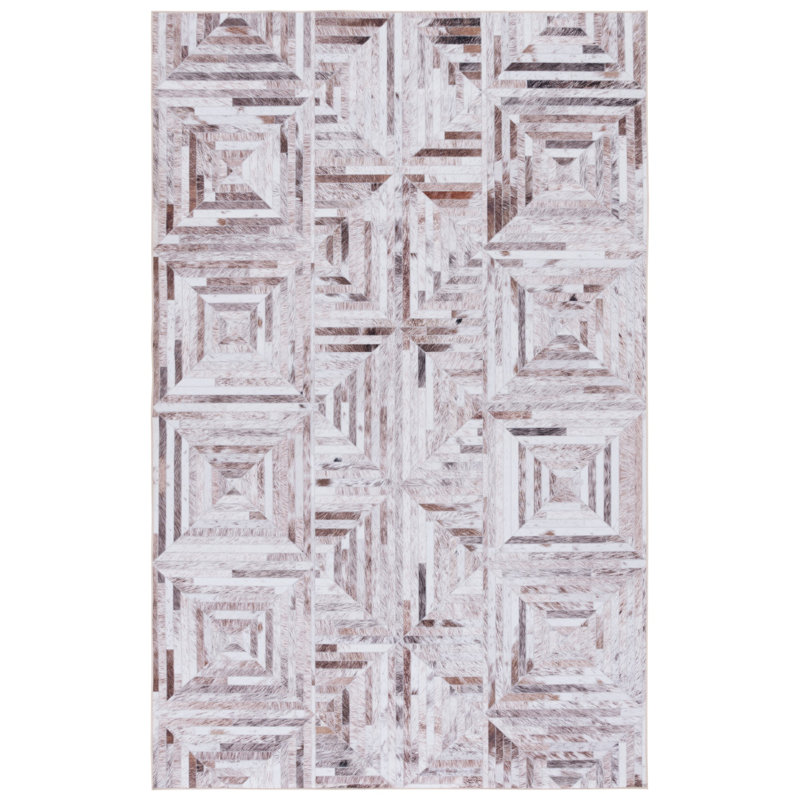 Tapis géométrique beige / brun, Rectangle 6 pi x 9 pi