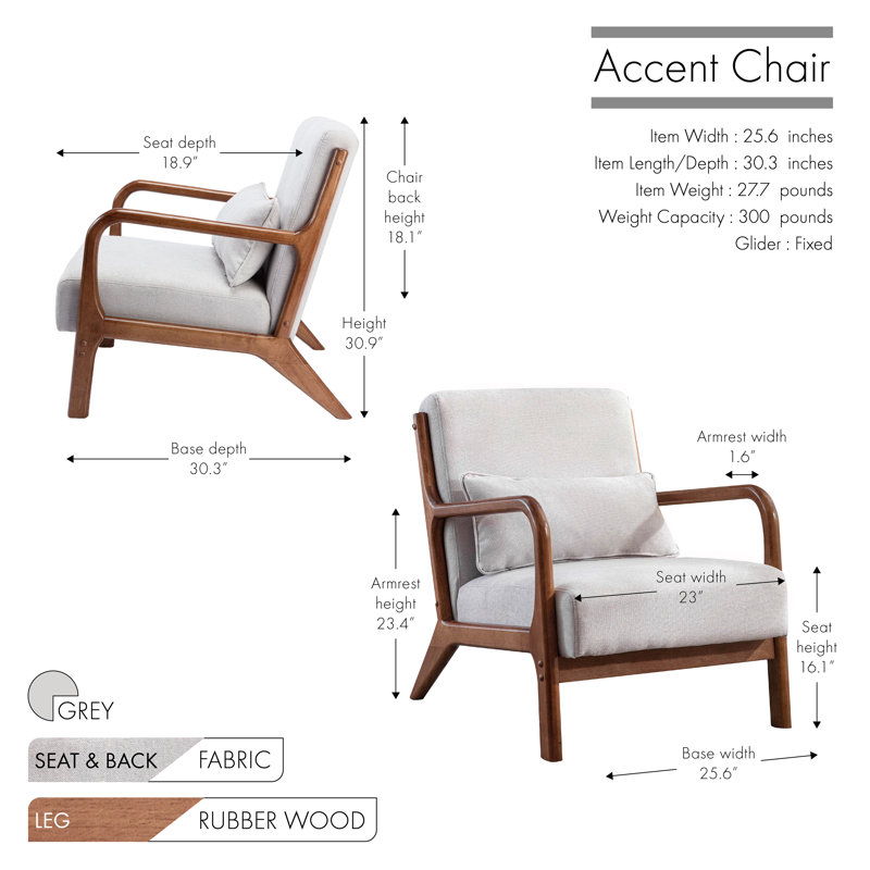 Upholstered Armchair, Grey