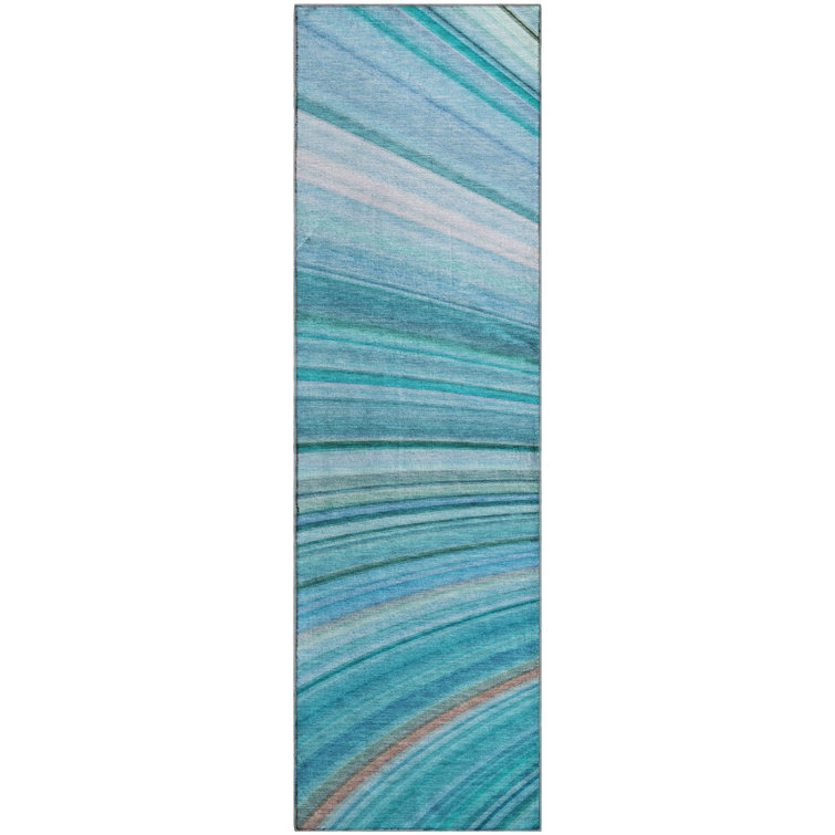 Premium Machine Washable Cerrito AMF585 Teal Rug