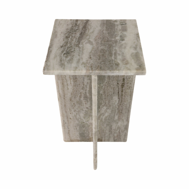 Kramer Rommi Small Marble Table, White, 22" H x 12" W x 12" D