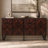 62" Solid Wood Sideboard With Hand-Carved Door Panel, Walnut Brown
