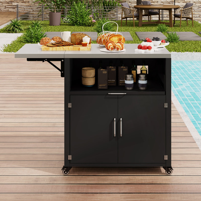 Armoire d'extérieur polyvalente avec surfaces de travail pliables et extensibles