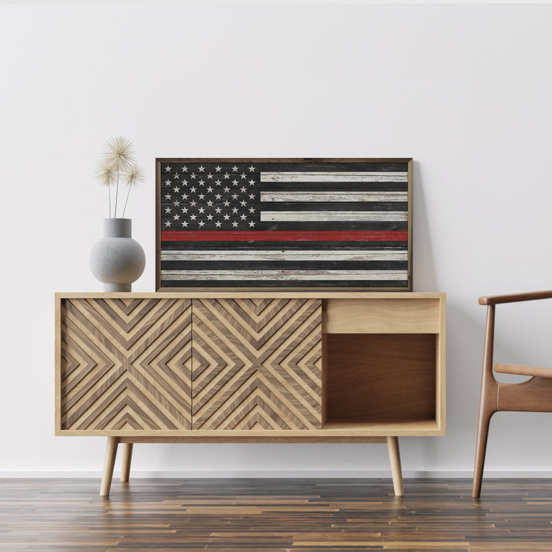 Flag Red Line, 12" H x 24" W x 1" D