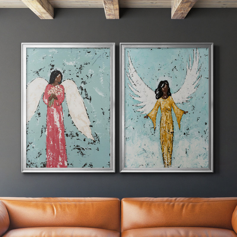 «Earthly Angel I», ensemble de 2 reproductions de cadres rectangulaires sur toile, H 42,5 po x l 61 po x P 1,25 po, Argent