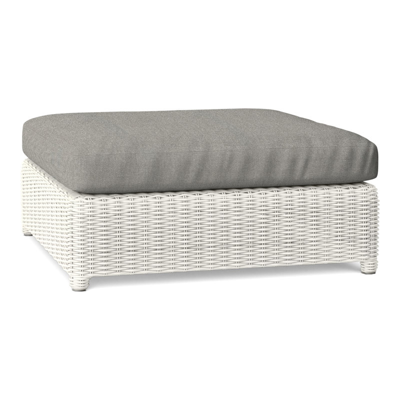 Sag Harbor Outdoor Ottoman, Sharkskin, Sag Harbor Classic White