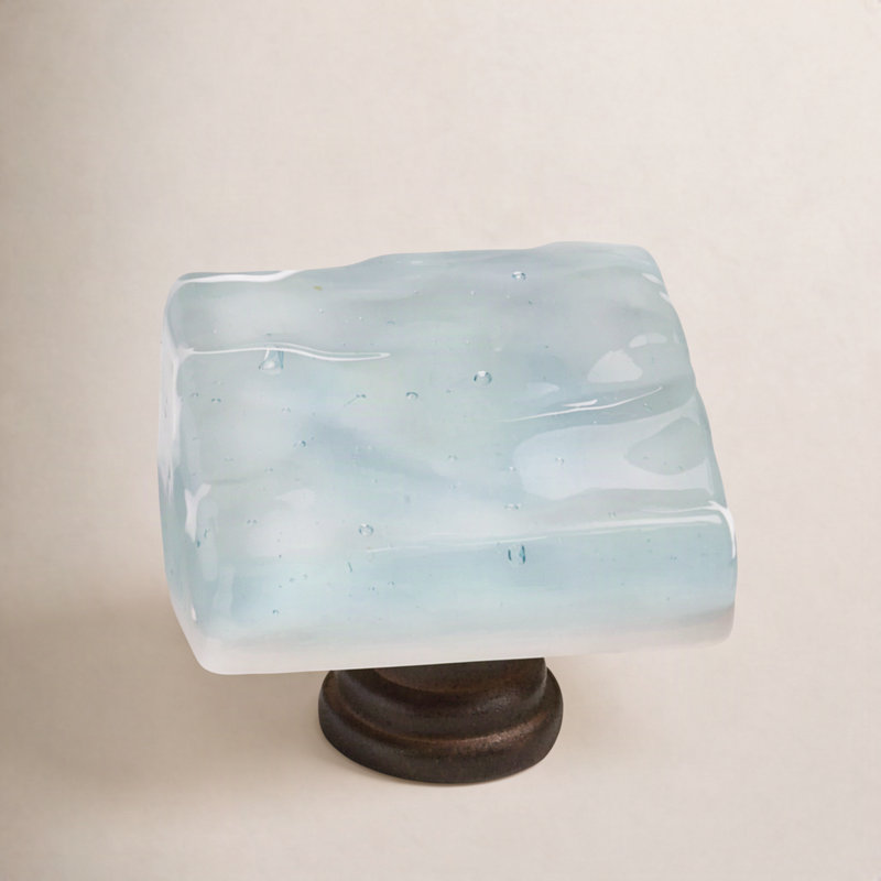 Glacier Square Knob, Oil Rubbed Bronze, Light Aqua, Square 