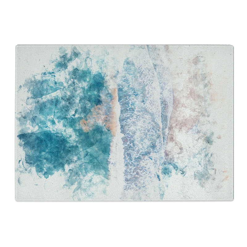 Tempered Glass View of Dee Why Beach in Australia Watercolour Chopping Board, 28.5 cm x 39 cm