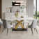 Dashon Modern Rectangular Sintered Stone Dining Table with Gold Stainless Steel Base