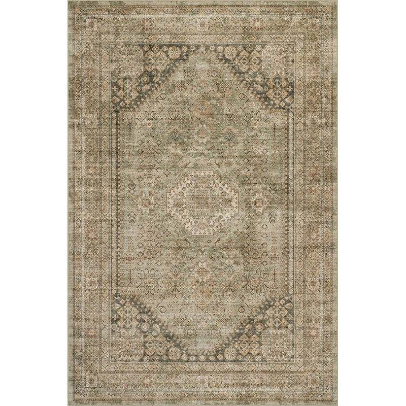  Yalindra Meallion Traditional Washable Area Rug, Rectangle 5' x 8'