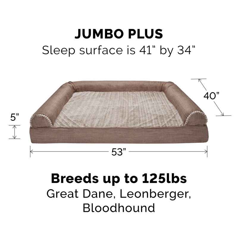 Canapé-lit Luxe, Jumbo Plus (l 53 po x P 40 po x H 5 po), Fumée de bois, Mousse à mémoire de forme