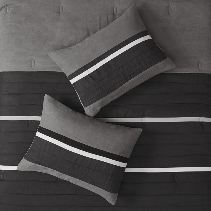 Ensemble de literie luxueux 7 pièces, polyester imitation suède, style transitionnel moderne pour Cal King