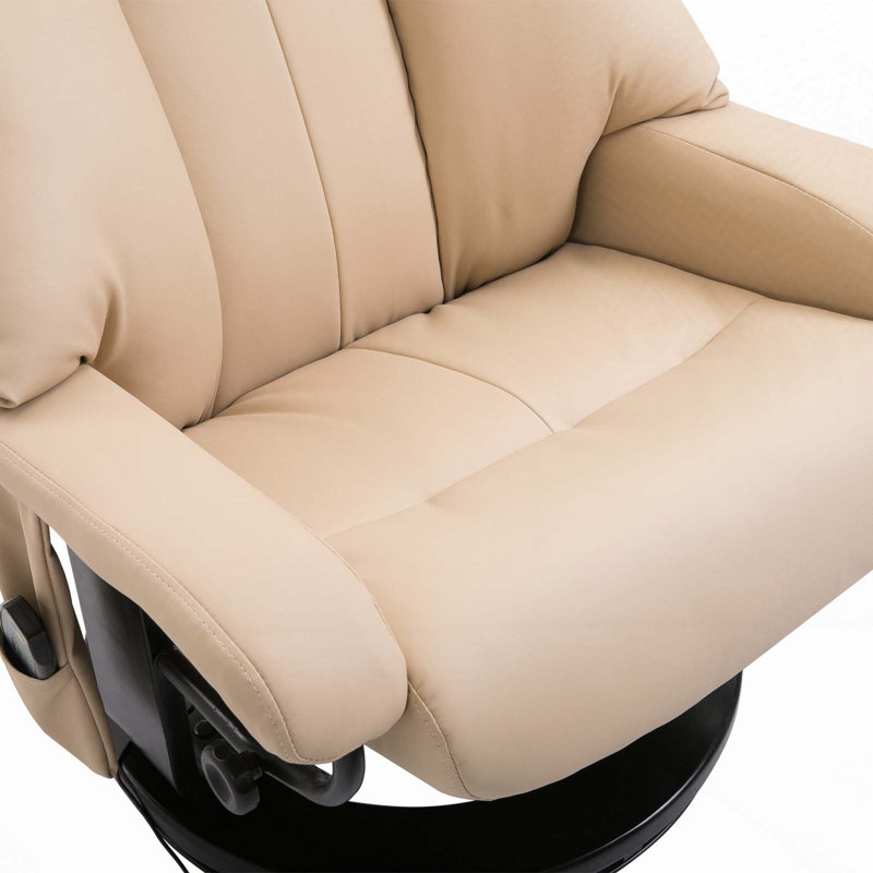 Massage Recliner Chair With Ottoman, 360° Swivel Recliner And Footstool, 10 Point Vibration, PU Leather Reclining Chair With Side Pocket And Remote Control