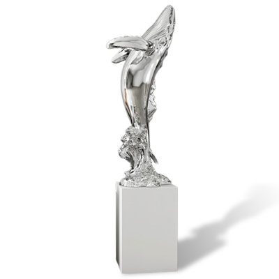 Silver+White Free Form Resin+Manufactured Wood Decorative Object