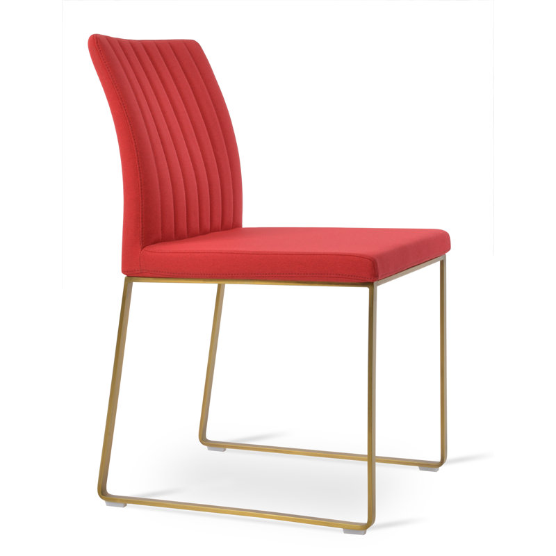 Chaise de salle à manger Zeyno, Laiton, Rouge