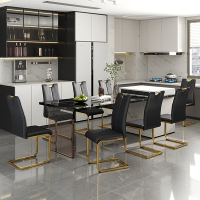 Modern Dining Chairs with Faux Leather Padded Seat Dining Living Room Chairs, High Back Dining Room Chairs Metal Home Kitchen Furniture Modern