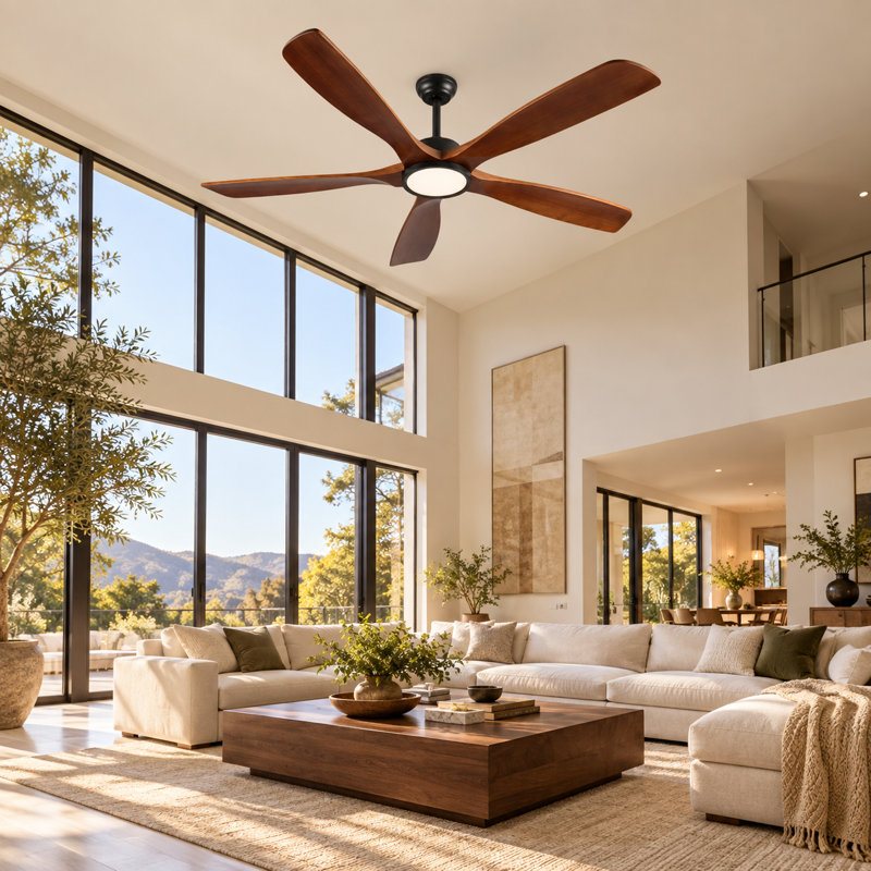 Ventilateur de plafond en bois 72 pouces avec lumière, ventilateur de plafond à profil bas avec télécommande, moteur CC réversible silencieux avec minuterie