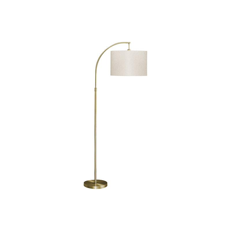 Contemporary 65" High Floor Lamp With Brass Metal Base And Ivory/Cream Shade | Gift Idea