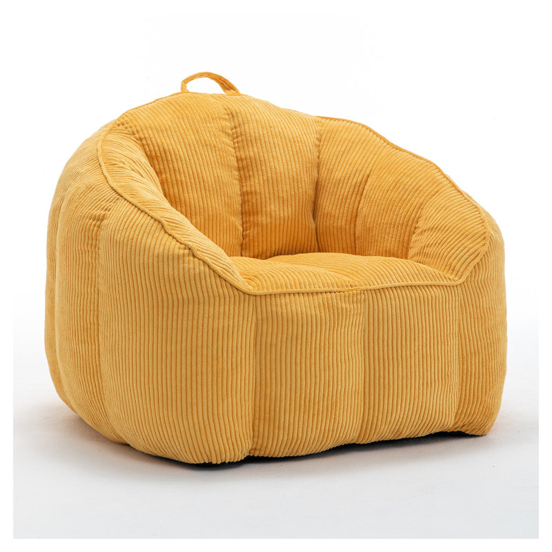 Giant Corduroy Bean Bag Chair Sofa for Adults & Teens - Comfy Large Lazy Lounge with Armrests & Foam Filler, Yellow