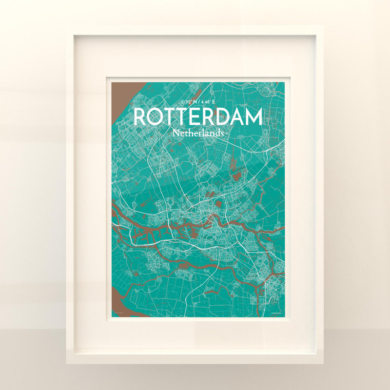Rotterdam City Map In Nature - No Frame Print, 20cm H x 16cm W x 0.05cm D