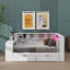 Lit plateforme double en bois avec rangement, station de charge, lumière DEL, bureau et tête de lit tapissier-1290330902