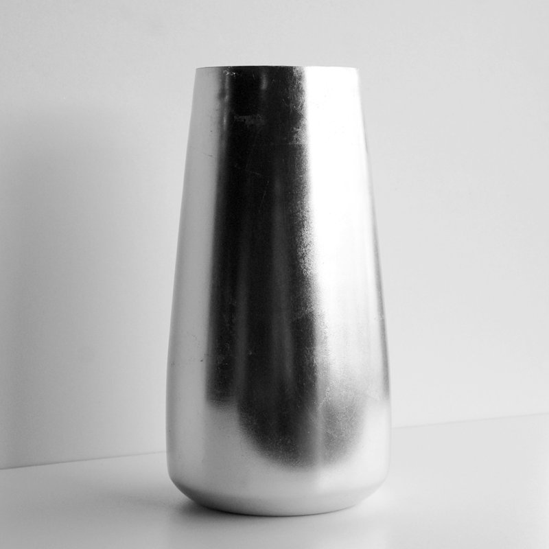 Hawwa Handmade Glass Table Vase, 12" H x 6.5" W x 6.5" D, Silver