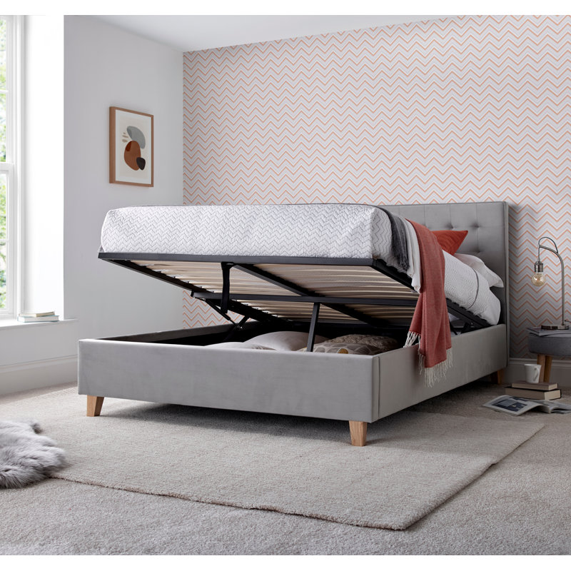 Owasso Upholstered Ottoman Bed, Grey, Kingsize (5')