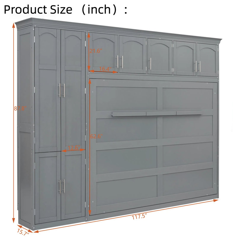 Lit escamotable multifonctionnel personnalisable avec rangement intégré, Gris