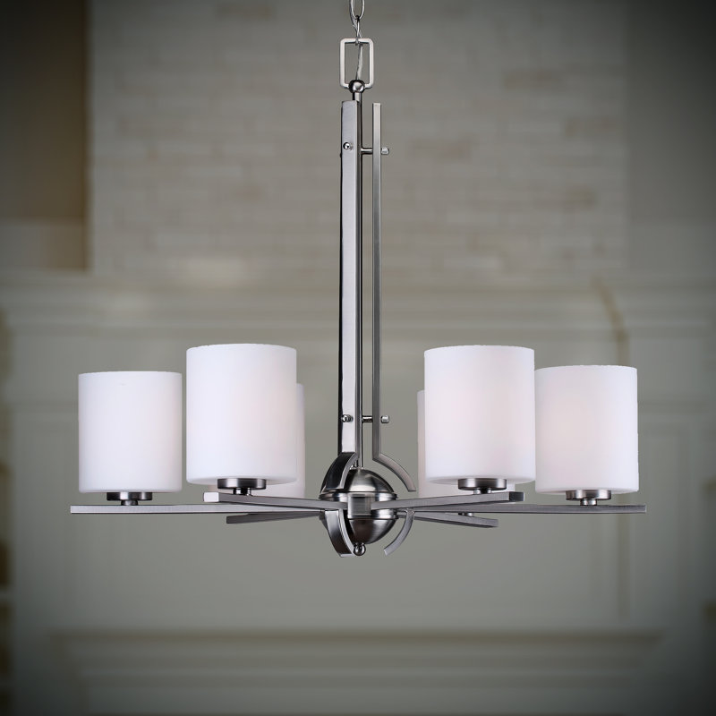 Celestia 6 - Light Dimmable Wagon Wheel Chandelier, Brushed Nickel