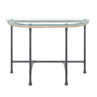 Brantley Clear Glass & Sandy Gray Finish Sofa Table