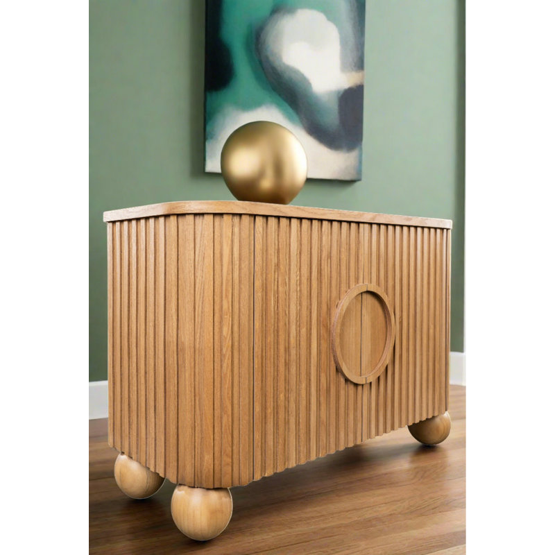 Ainis 46.5'' Wide Fluted Cabinet with2 Doors and Ball Feet – Modern Accent Cabinet or Buffet with Interior Shelves
