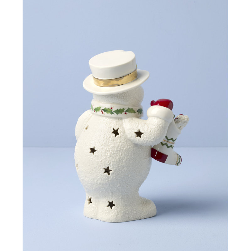 Lenox Happy Holly Days Snowman & Stocking Light-Up Figurine