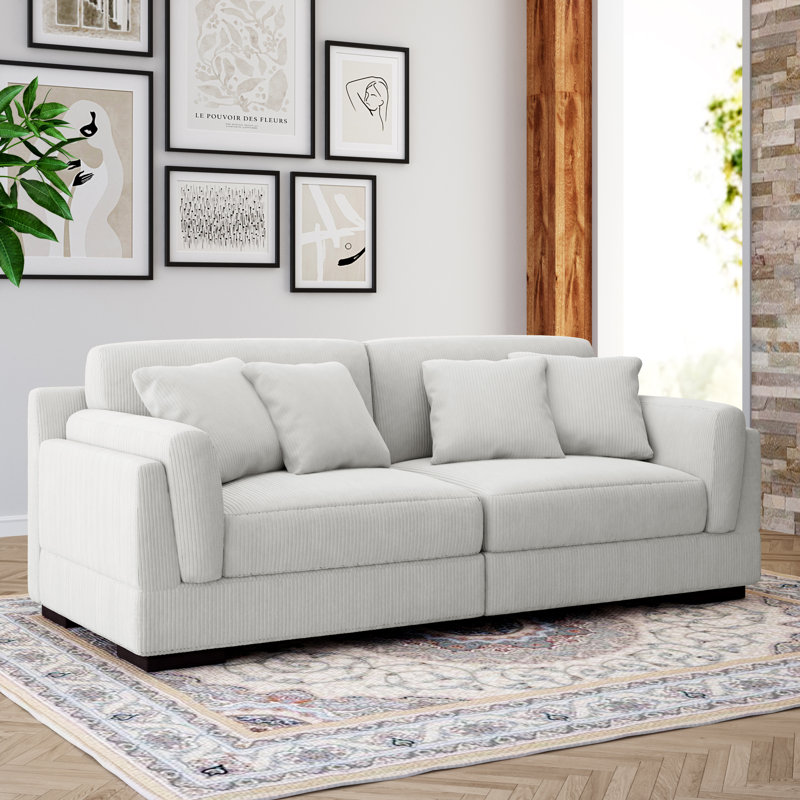 Ainara 230Cm Square Arms Sofa, Beige