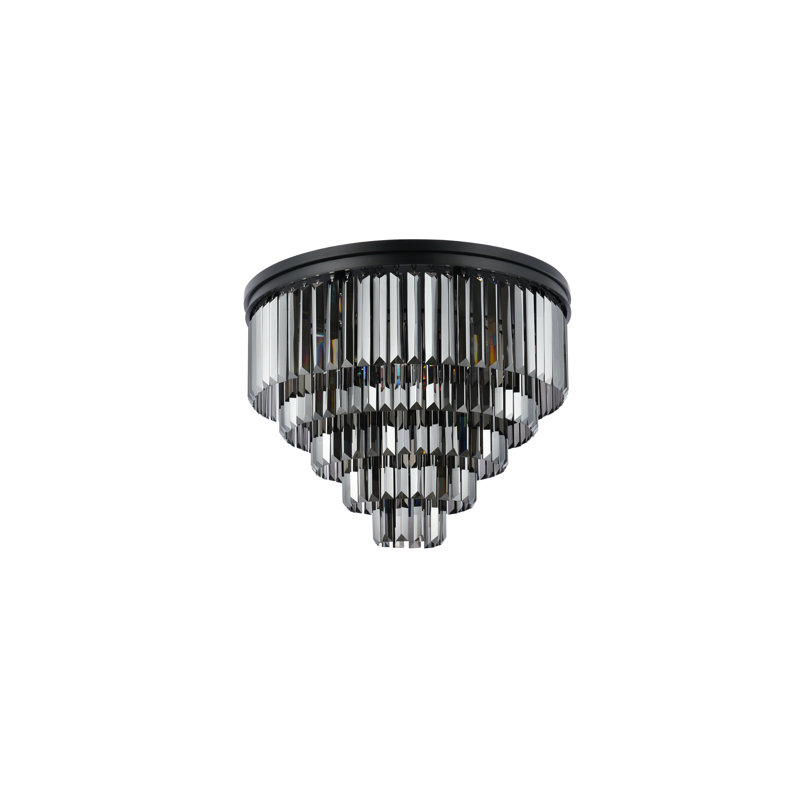 Yazmin Crystal Flush Mount, Grey, Matte Black
