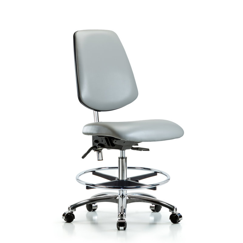 Miah Vinyl Drafting Chair, Casters, Dove, Not Included