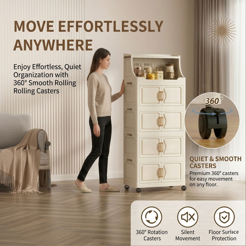 Ensemble de 3 bacs de rangement pliables avec couvercles, boîte de rangement empilable de 120 pte avec portes et roues, organisateur d'armoires de cuisine verrouillable, tiroirs en plastique pour le garage de la chambre à coucher