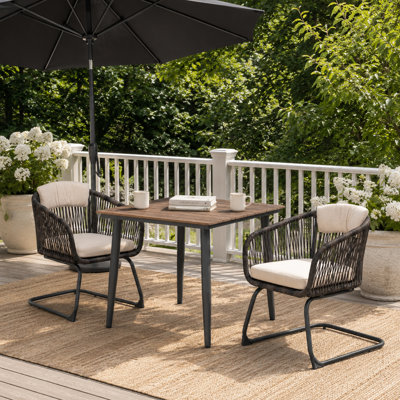 Square 2-Person Bistro Set With Cushions