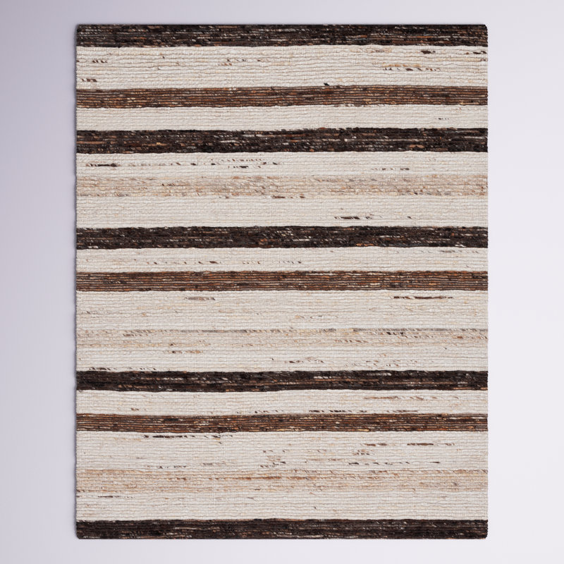 Tapis brun / beige fait à la main Grabowski Pafford, Rectangle 8 pi x 10 pi