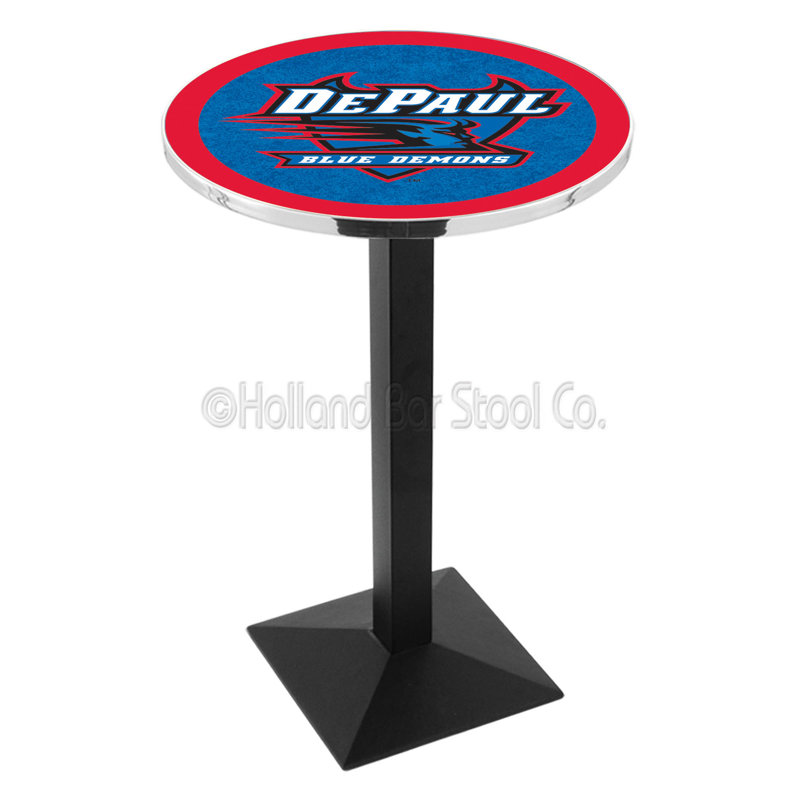 Round Metal Base Dining Table, Black Wrinkle, DePaul University