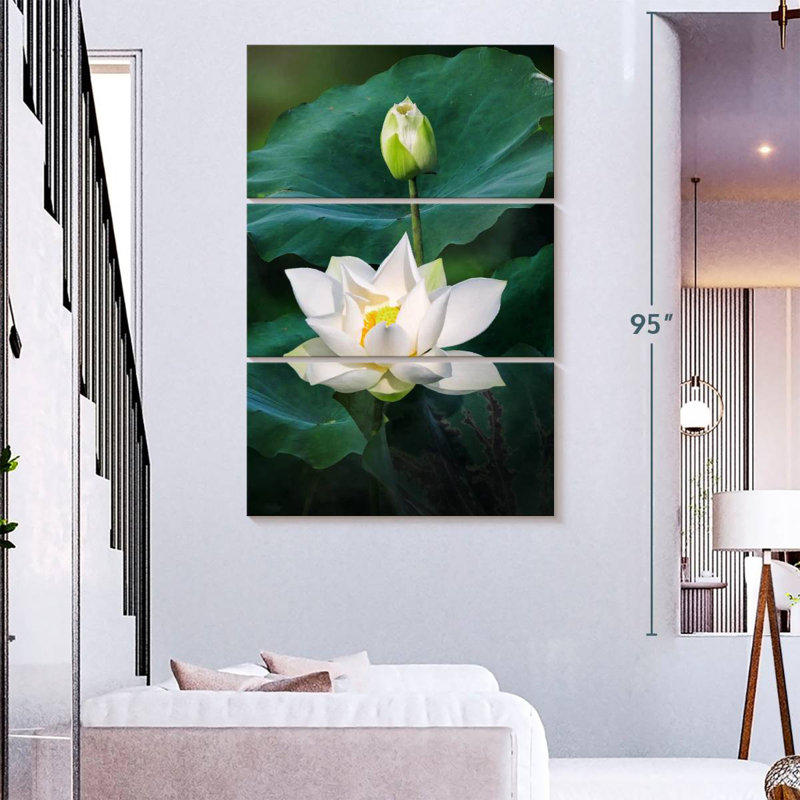Harnek Budding White Lotuses, 74" H x 48" W