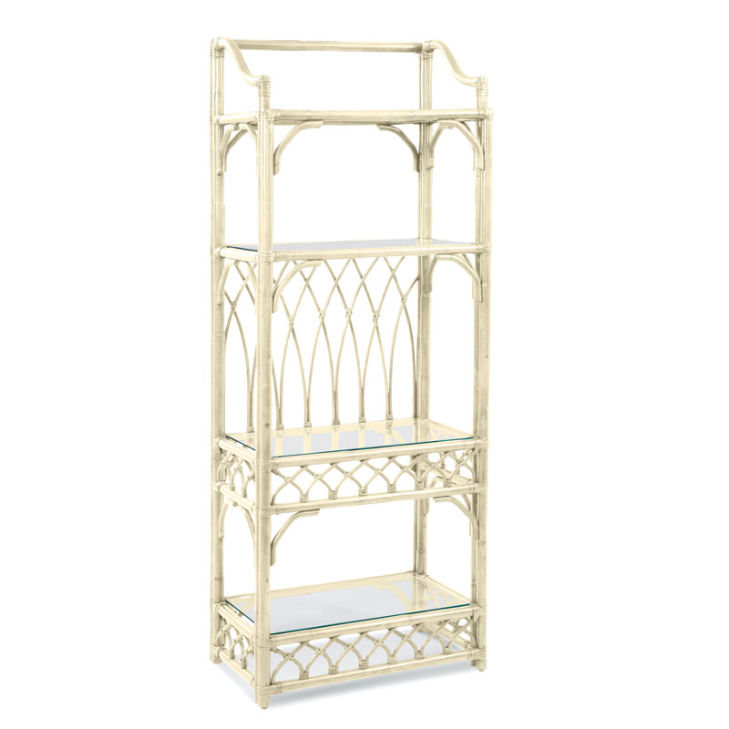 Étagère à livres en osier / rotin H 78 "x l 32" Edgewater, Bisque