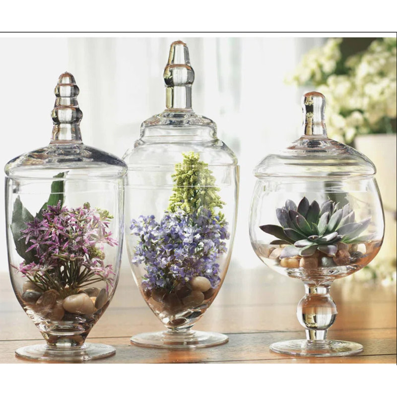 Terra Glass Apothecary Jar Canister - Set of 3